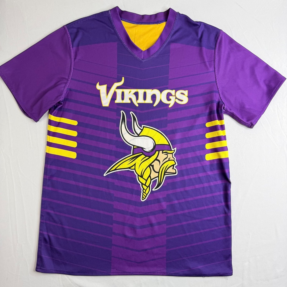 NFL Flag Minnesota Vikings Reversible Jersey Youth XL Purple Yellow Mesh Shirt